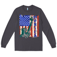 Smoke usa flag with statue of liberty Long Sleeve Tee - texasbilliewilder