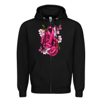 Black Cancer Boxing Gloves with Ribbon Zipper Hoodie - texasbilliewilder