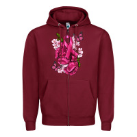 Burgundy Cancer Boxing Gloves with Ribbon Zipper Hoodie - texasbilliewilder
