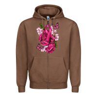 Chestnut Cancer Boxing Gloves with Ribbon Zipper Hoodie - texasbilliewilder