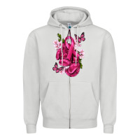 Dove Grey Cancer Boxing Gloves with Ribbon Zipper Hoodie - texasbilliewilder