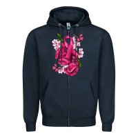 Navy Cancer Boxing Gloves with Ribbon Zipper Hoodie - texasbilliewilder