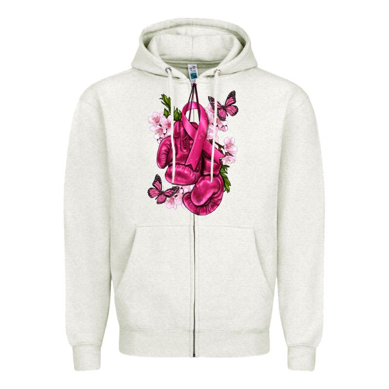 Cancer Boxing Gloves With Ribbon Zipper Hoodie by texasbilliewilder | Teevron