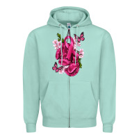 Seafoam Cancer Boxing Gloves with Ribbon Zipper Hoodie - texasbilliewilder