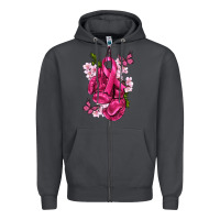 Smoke Cancer Boxing Gloves with Ribbon Zipper Hoodie - texasbilliewilder