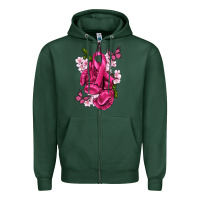 Sports Green Cancer Boxing Gloves with Ribbon Zipper Hoodie - texasbilliewilder