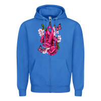 True Royal Cancer Boxing Gloves with Ribbon Zipper Hoodie - texasbilliewilder