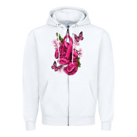 White Cancer Boxing Gloves with Ribbon Zipper Hoodie - texasbilliewilder