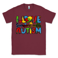 Burgundy i love someone with autism Classic Tee - Zillion Design Studio