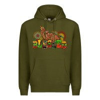 Army Green blessed afro woman hands Premium Hoodie - AdoDesignShop