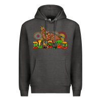 Charcoal Heather blessed afro woman hands Premium Hoodie - AdoDesignShop