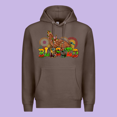 Blessed Afro Woman Hands Premium Hoodie Designed By Adodesignshop