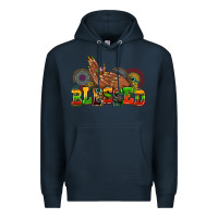 Navy blessed afro woman hands Premium Hoodie - AdoDesignShop