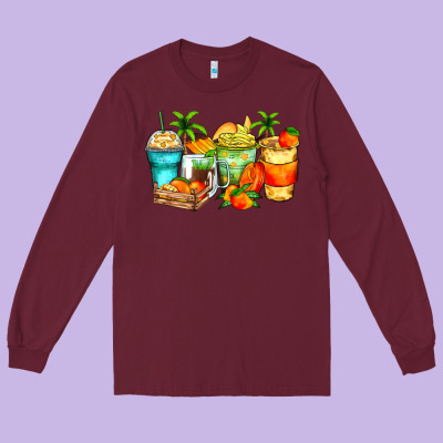 Long Sleeve Tee mango farm fresh coffee cups