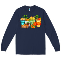 Navy mango farm fresh coffee cups Long Sleeve Tee - Zillion Design Studio