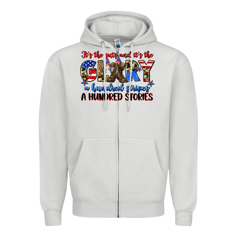 It's The Guts And It's The Glory A Hundred Stripes Zipper Hoodie by Zillion Design Studio | Teevron