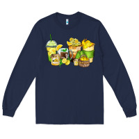 Navy lemon farm fresh coffee cups Long Sleeve Tee - Zillion Design Studio