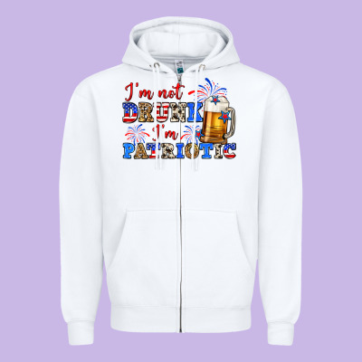 I'm Not Drunk I'm Patriotic Zillion Zipper Hoodie Designed By Zillion Design Studio