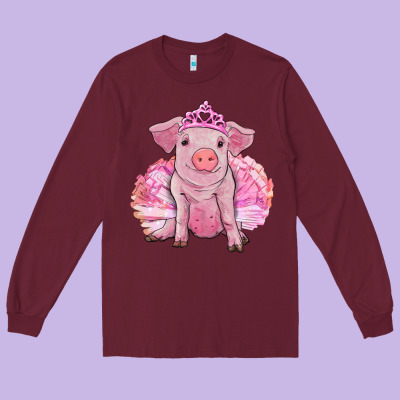 Long Sleeve Tee balerina pig with tutu