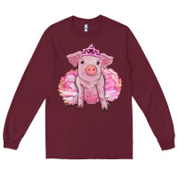 Burgundy balerina pig with tutu Long Sleeve Tee - RanaPortraitStore