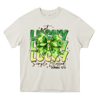 Cream Not Lucky Simply Blessed Heavy Core Tee - CowhideDigitalArt