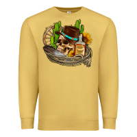 Antique Gold cowboy cactus  sunflowers whiskey Premium Sweatshirt - AdoDesignShop