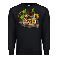 Black cowboy cactus  sunflowers whiskey Premium Sweatshirt - AdoDesignShop