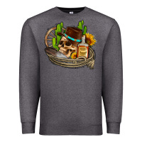 Charcoal Heather cowboy cactus  sunflowers whiskey Premium Sweatshirt - AdoDesignShop