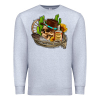 Heather Grey cowboy cactus  sunflowers whiskey Premium Sweatshirt - AdoDesignShop