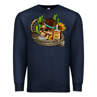 Navy cowboy cactus  sunflowers whiskey Premium Sweatshirt - AdoDesignShop