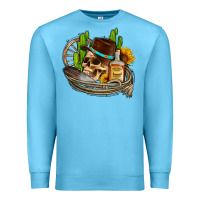 Ocean Blue cowboy cactus  sunflowers whiskey Premium Sweatshirt - AdoDesignShop