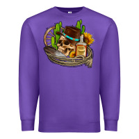 Purple cowboy cactus  sunflowers whiskey Premium Sweatshirt - AdoDesignShop