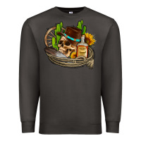 Smoke cowboy cactus  sunflowers whiskey Premium Sweatshirt - AdoDesignShop