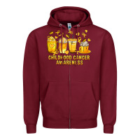 Burgundy Childhood Cancer Awareness Coffee Cups Zipper Hoodie - texasbilliewilder