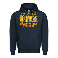 Navy Childhood Cancer Awareness Coffee Cups Zipper Hoodie - texasbilliewilder