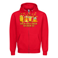 Red Childhood Cancer Awareness Coffee Cups Zipper Hoodie - texasbilliewilder