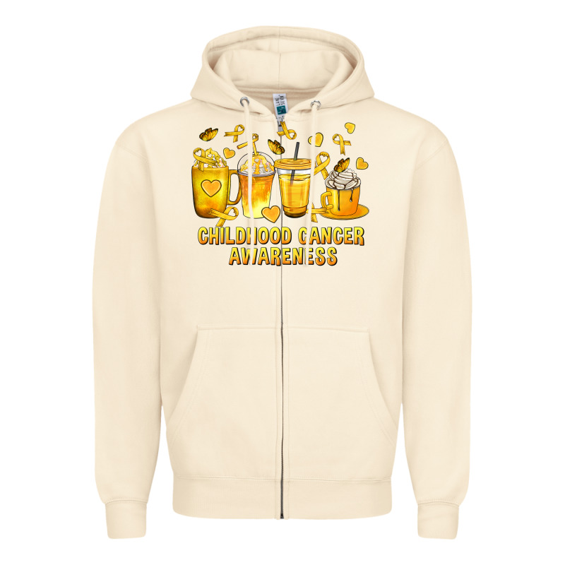 Childhood Cancer Awareness Coffee Cups Zipper Hoodie by texasbilliewilder | Teevron