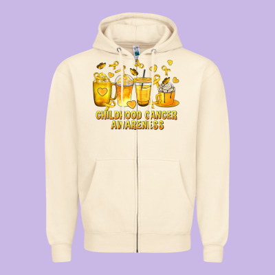 Childhood Cancer Awareness Coffee Cups Zipper Hoodie Designed By Texasbilliewilder