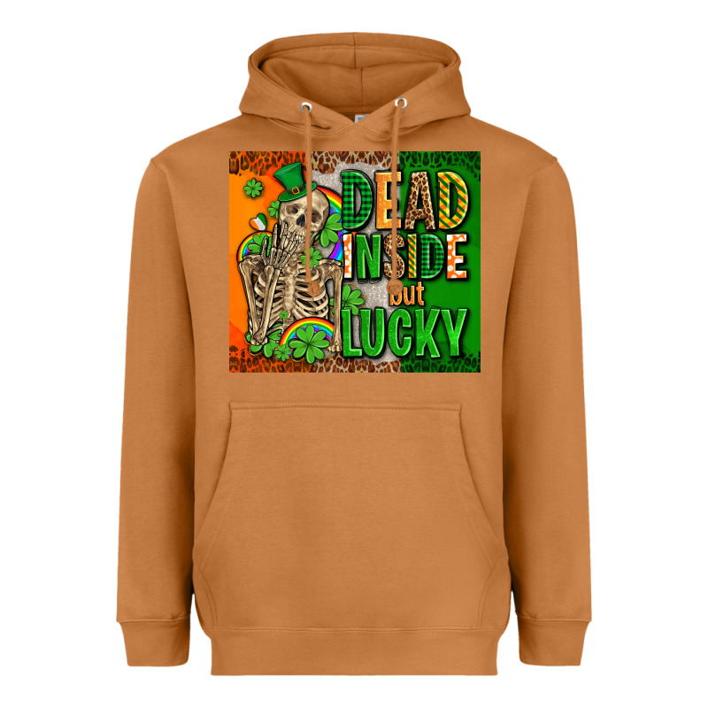 Irish Flag With Shamrocks  Dead Inside But Lucky Heavyweight Hoodie by AdoDesignShop | Teevron