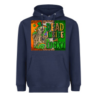 Navy irish flag with shamrocks  dead inside but lucky Heavyweight Hoodie - AdoDesignShop
