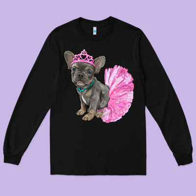 Long Sleeve Tee balerina french bulldog with tutu