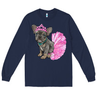 Navy balerina french bulldog with tutu Long Sleeve Tee - RanaPortraitStore