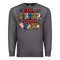 Charcoal Heather little sister biggest fan baseball Premium Sweatshirt - Jasminsmagicworld
