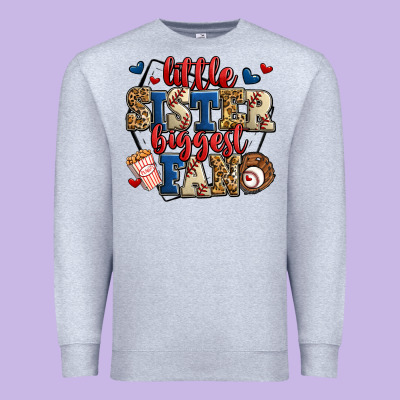 Little Sister Biggest Fan Baseball Premium Sweatshirt Designed By Jasminsmagicworld