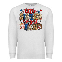 Oatmeal Heather little sister biggest fan baseball Premium Sweatshirt - Jasminsmagicworld