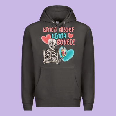 Kinda Broke Kinda Bougie Premium Hoodie Designed By Maliassmallbusiness