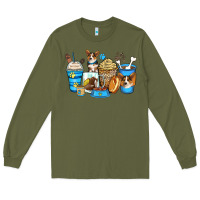 Army Green corgi coffee cups Long Sleeve Tee - Zillion Design Studio