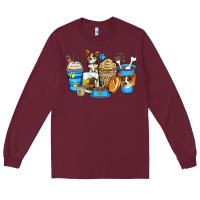 Burgundy corgi coffee cups Long Sleeve Tee - Zillion Design Studio