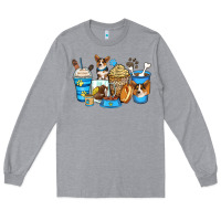 Heather Grey corgi coffee cups Long Sleeve Tee - Zillion Design Studio