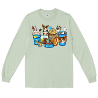 Matcha corgi coffee cups Long Sleeve Tee - Zillion Design Studio